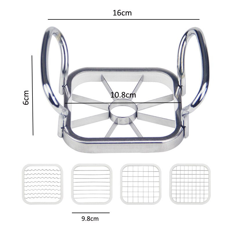 Cortador Multifunctional em Aço Inox 5 em 1 p/ Frutas e Vegetais