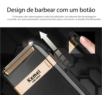 Barbeador Elétrico Lâmina Dúpla USB à Prova de Água Kemei - Lemar Magazine