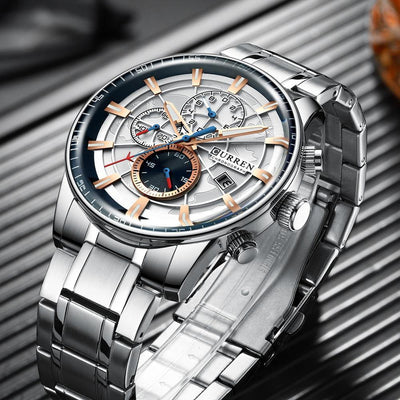 Relógio Curren Chronograph Fashion Stainless Steel Aço Modelo 8362 - Lemar Magazine