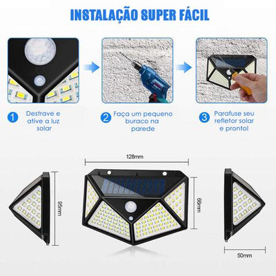 Refletor Solar de Led 3 modos Multidirecional c/ sensor de movimento a prova d`água