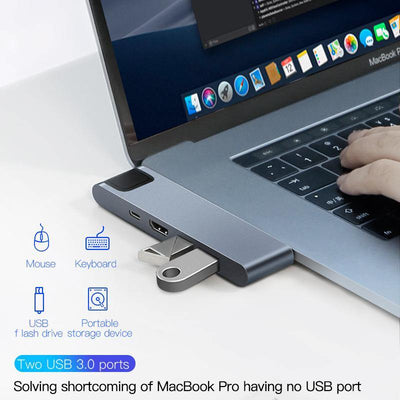 Adaptador Para MacBook Pro Duplo USB Tipo C Baseus (2 Modelos - 5 ou 7 portas) - Lemar Magazine