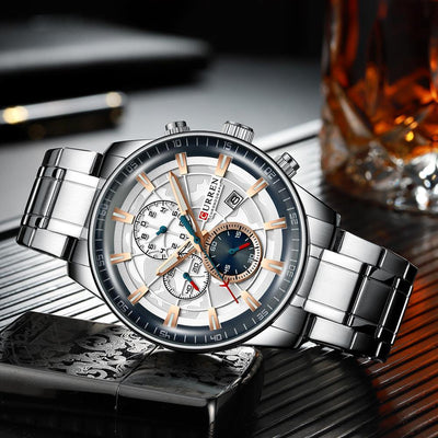 Relógio Curren Chronograph Fashion Stainless Steel Aço Modelo 8362 - Lemar Magazine