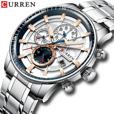 Relógio Curren Chronograph Fashion Stainless Steel Aço Modelo 8362 - Lemar Magazine