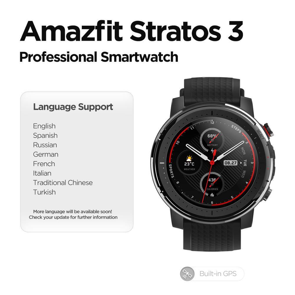 Relógio Smartwatch Amazfit com GPS Stratos 3 - Lemar Magazine